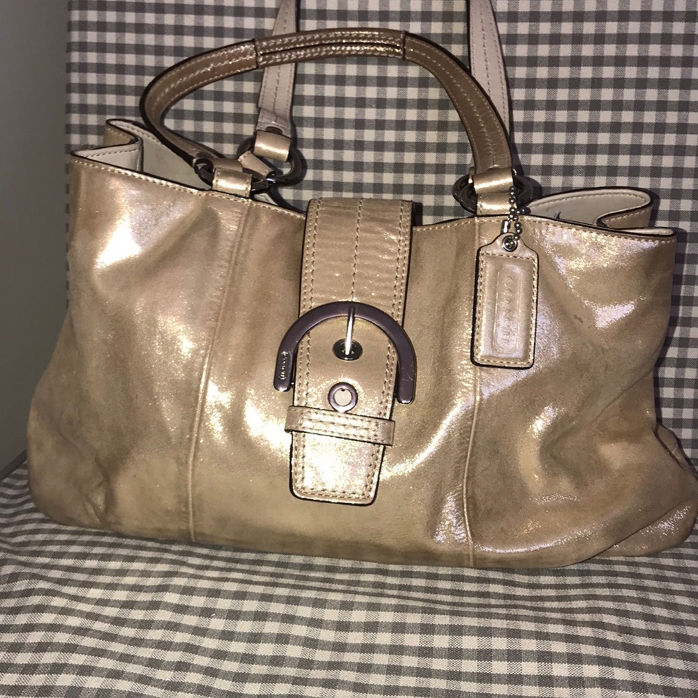 Coach Handbag Shimmering Gold Leather